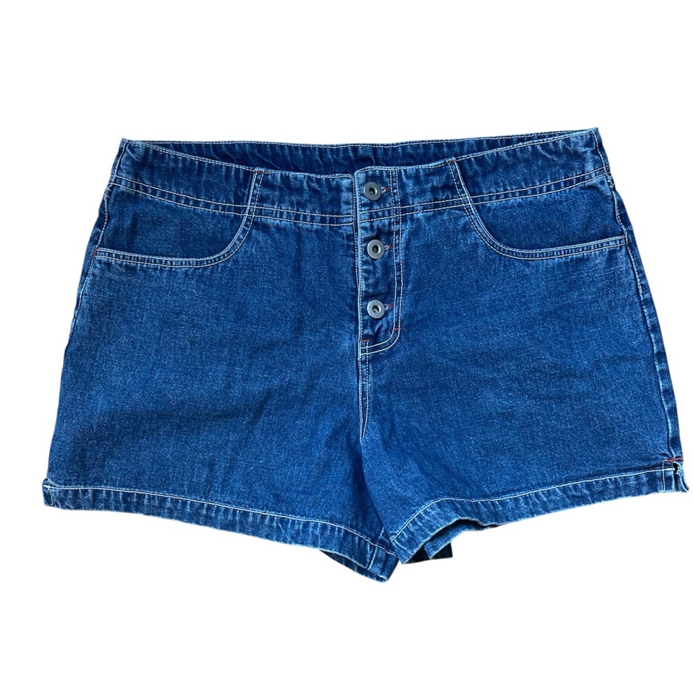 Blue Denim Women's Shorts Vintage Y2K Button Fly Size 11  Cotton